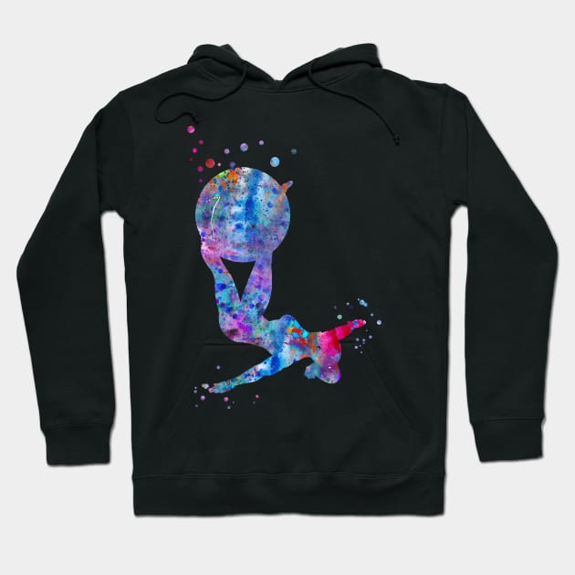 Girl Exercise with Medicine Ball Hoodie by RosaliArt